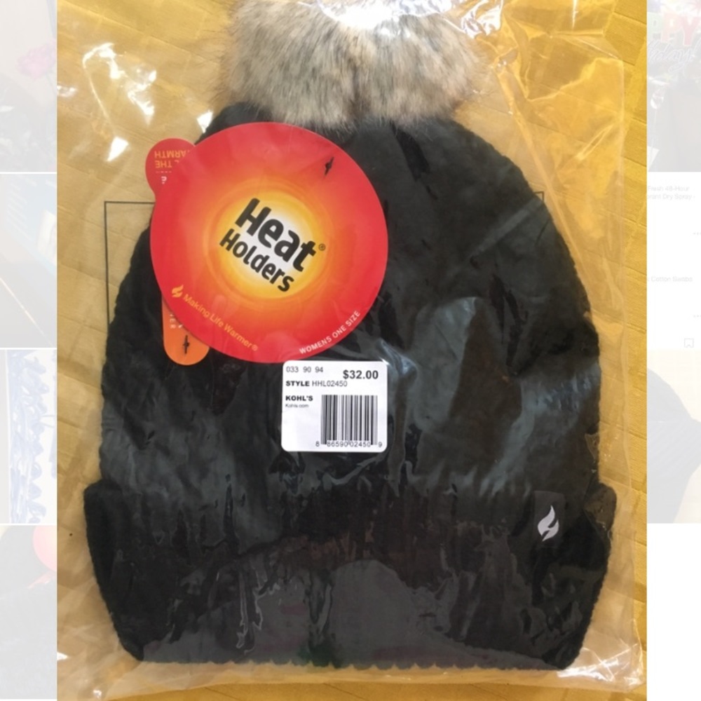 Women's🧣🧤Heat Holders Cable Knit  Pom Pom Beanie - Picture 6 of 6